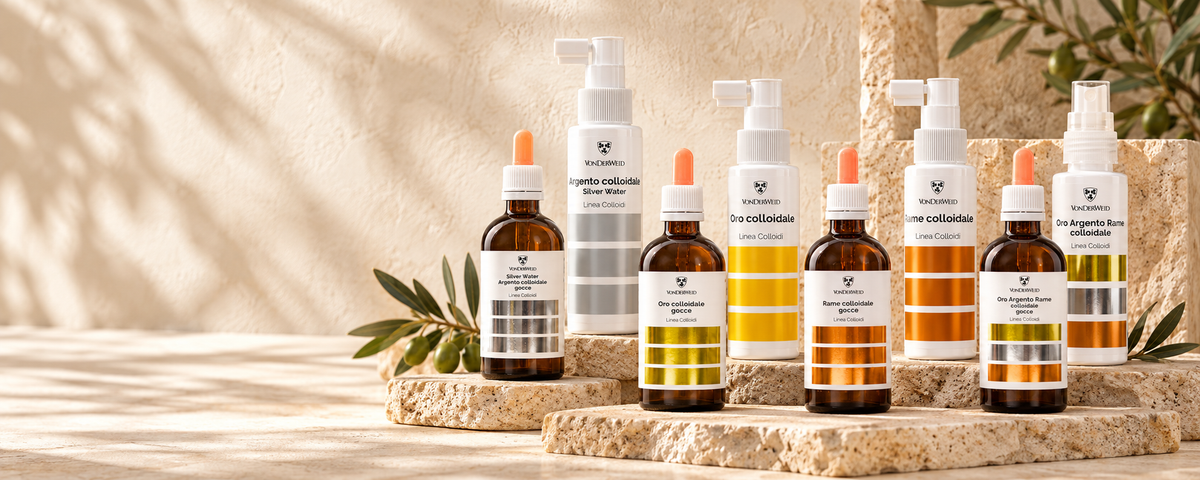Argento, oro, rame e mix colloidale della Linea Colloidi Vonderweid