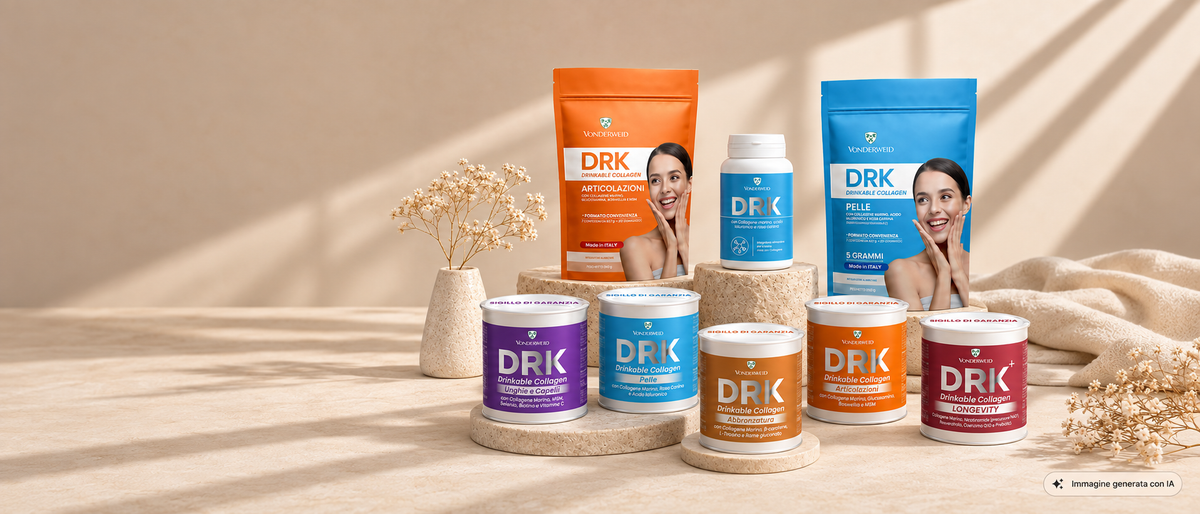 Integratori DRK al collagene Vonderweid in polvere, capsule e doypack