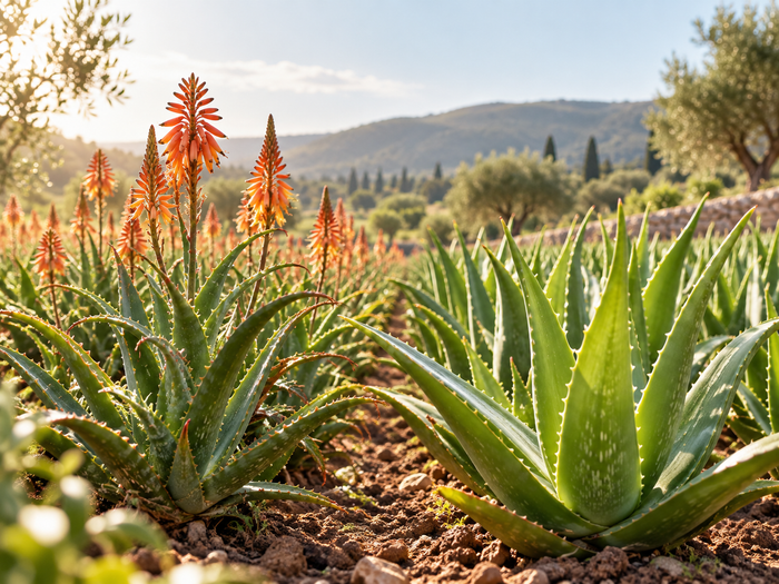 Campo di Aloe Arborescens e Aloe Vera